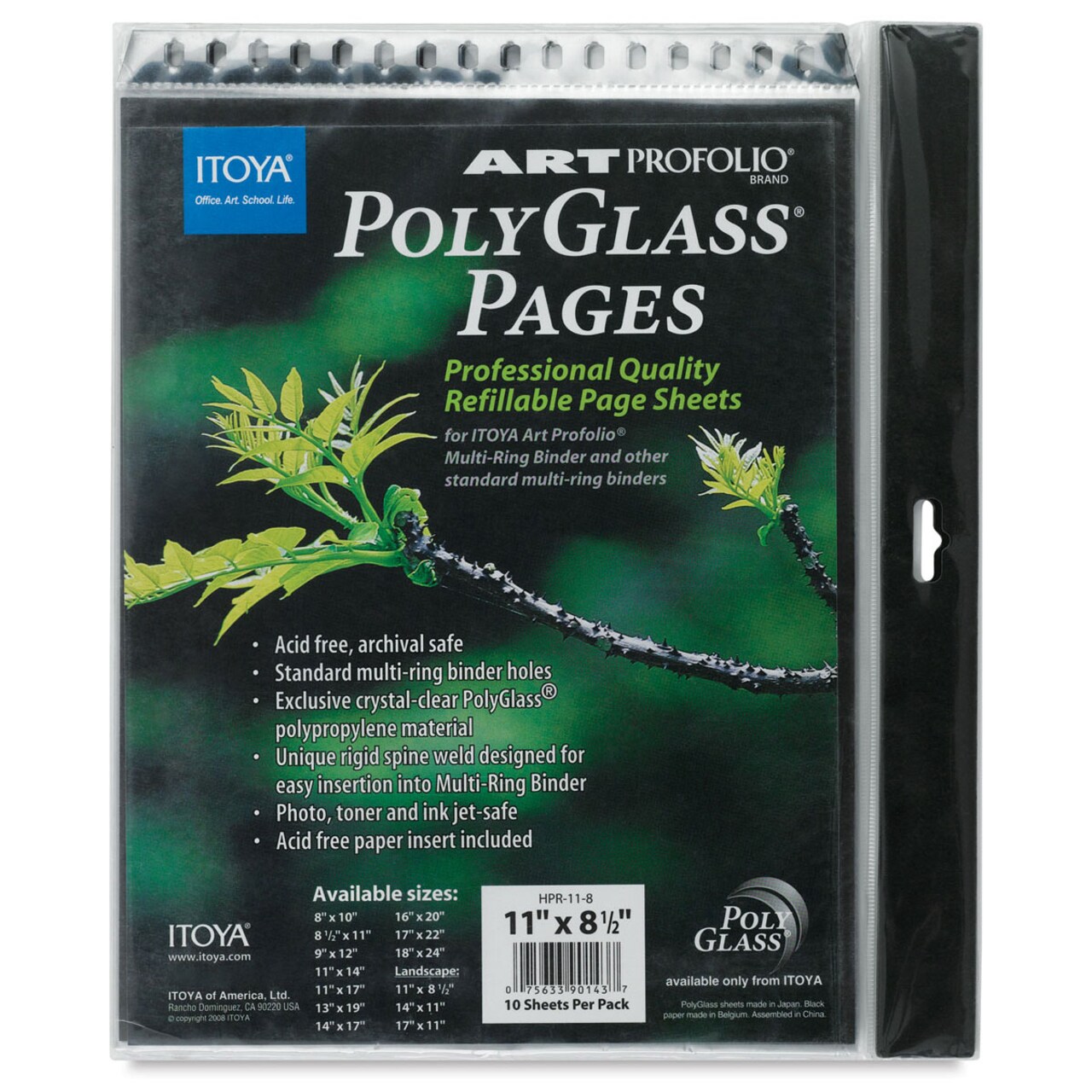 Itoya PolyGlass Refill Page Pack - 8-1/2" x 11", Landscape, Pkg of 10